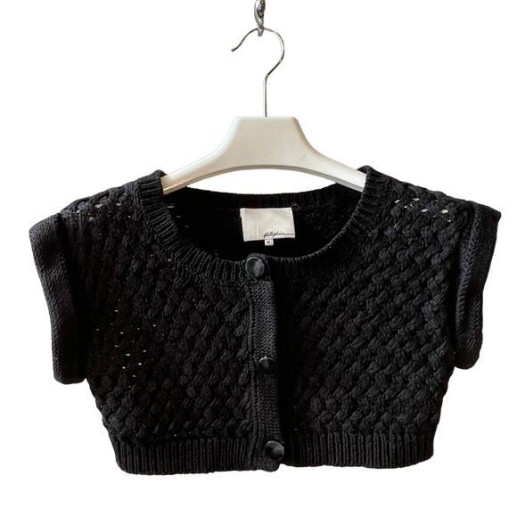 3.1 Phillip Lim Basketweave Cropped Cardigan Sweater Size Medium - Picture 1 of 6
